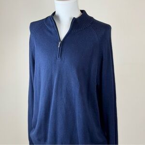 G.H. Bass & Co. Men's XL Navy Zip-Up Sweater Cotton/Wool Blend